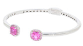 Pink Sapphire Sterling Silver Bangle with sparkling gemstones, perfect for elegant style and luxury fashion.